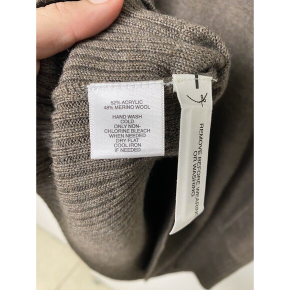 LOFT Women’s Sweater Knit Dress Cowl Neck Brown Merino Wool Blend Size M - Picture 7 of 14